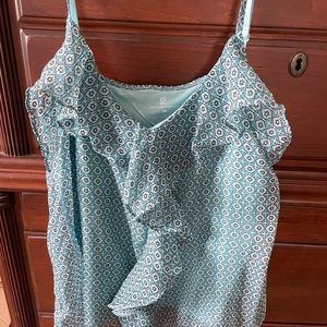 NY&Co adj spaghetti strap lined tank - aqua/black pattern 
Size XL